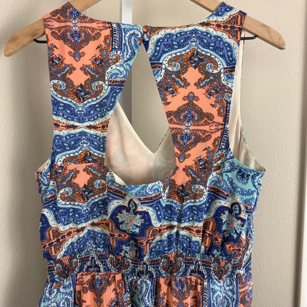 Anthropologie‎ Maeve Medallion 100% Silk Cutout Maxi Dress Size 12 resort wear - Picture 8 of 15